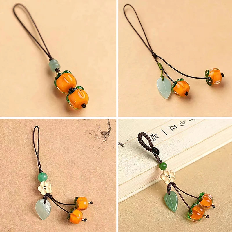 Glazed Persimmon Phone Chain – Retro Chinese Style Pendant Phone Chain Pendant Qst