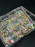 12-Square Star & Heart Flat Diamond Nail Art Gems DIY Set Nail Art Gems Qme mix