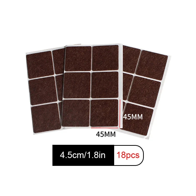 Felt Chair Leg Pads – Self-Adhesive Round & Square Floor Protectors Furniture Floor Protectors Qme B-18PCS Brown
