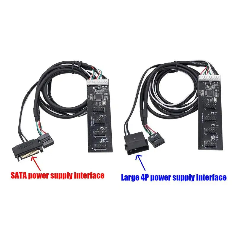 9-Pin to 8-Port USB 2.0 Hub Riser Card – Quad Splitter USB Hub Riser Card Qme