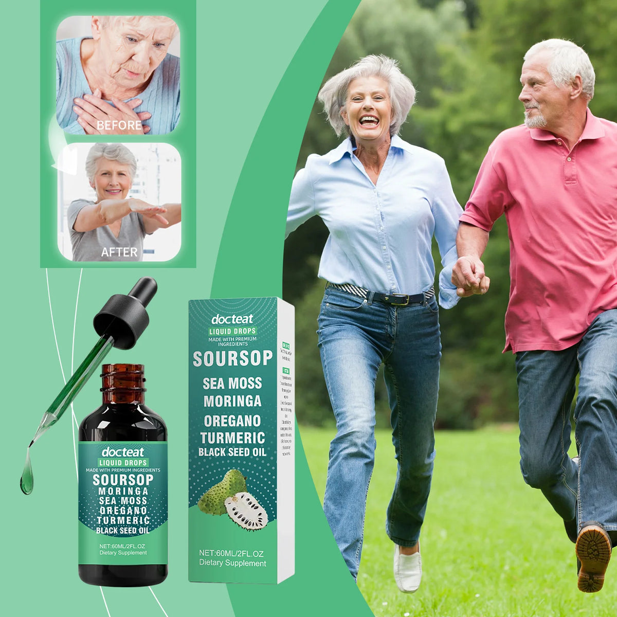 DOCTEAT Soursop Liquid Extract – Energy & Vitality Blend Herbal Liquid Extract Qst