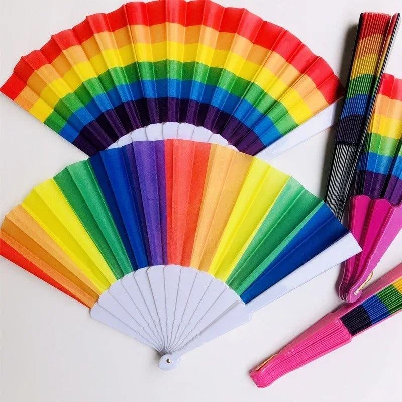 Foldable Oriental Rainbow Silk Hand Fan – Pocket Fan Foldable Hand Fan Qme