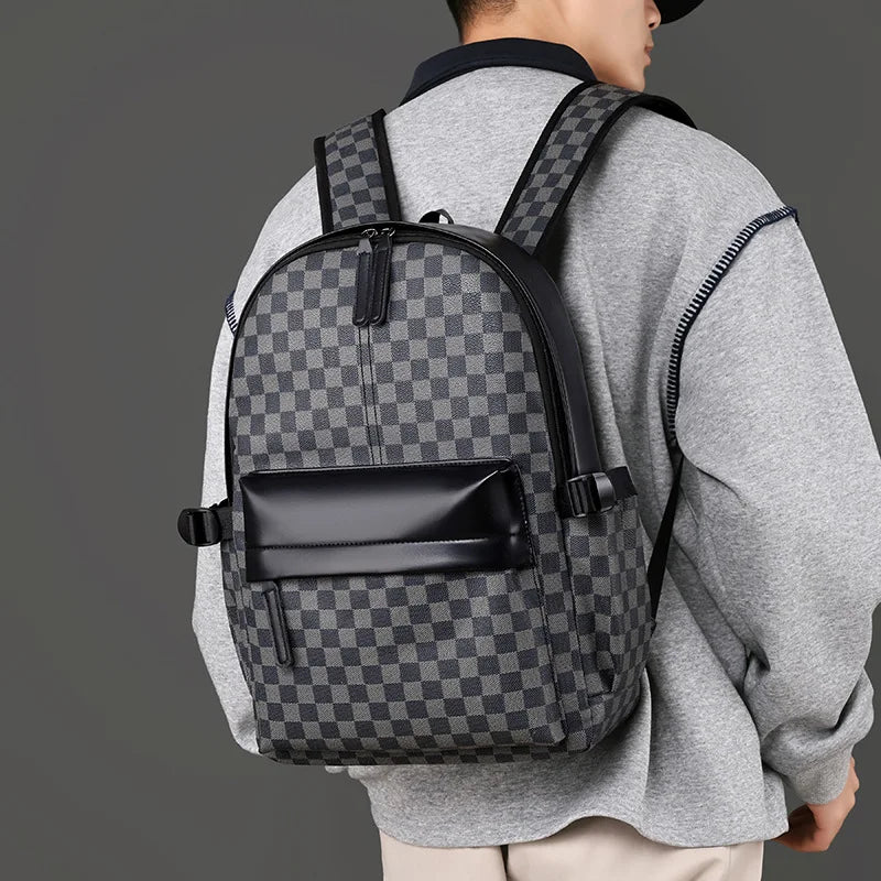 Qme Plaid Men's Business Commuter Backpack | 20–35L Laptop Bag Men's Commuter Backpack Qme