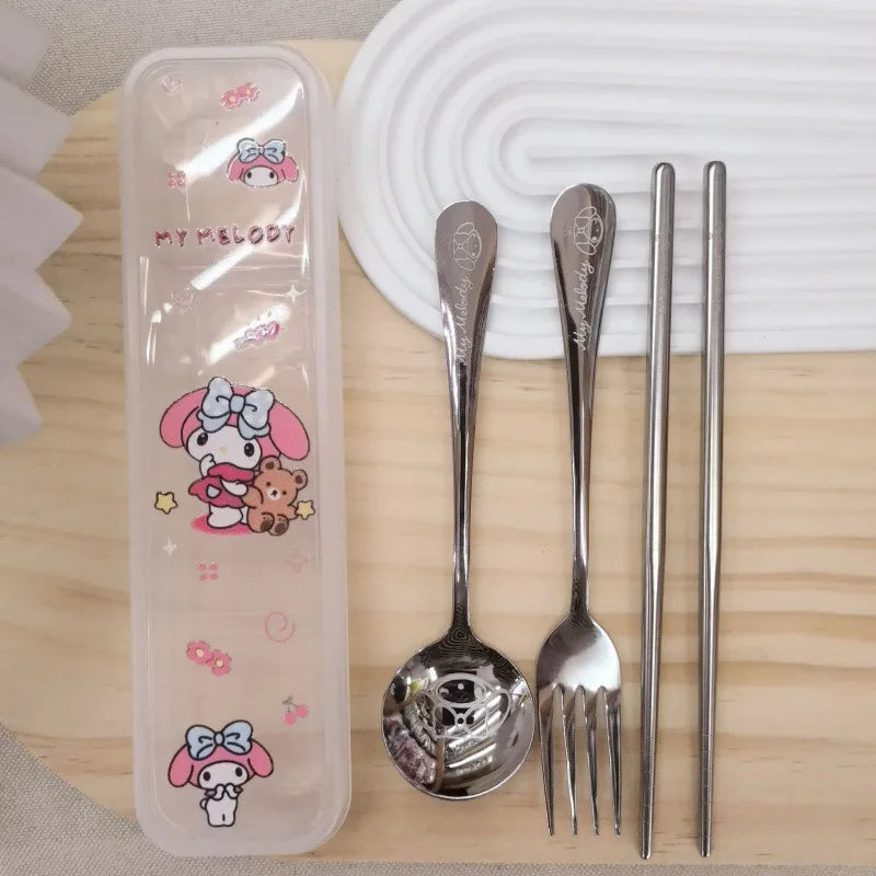 Kuromi 3-Piece Stainless Steel Portable Cutlery Set Portable Cutlery Set Qme 2