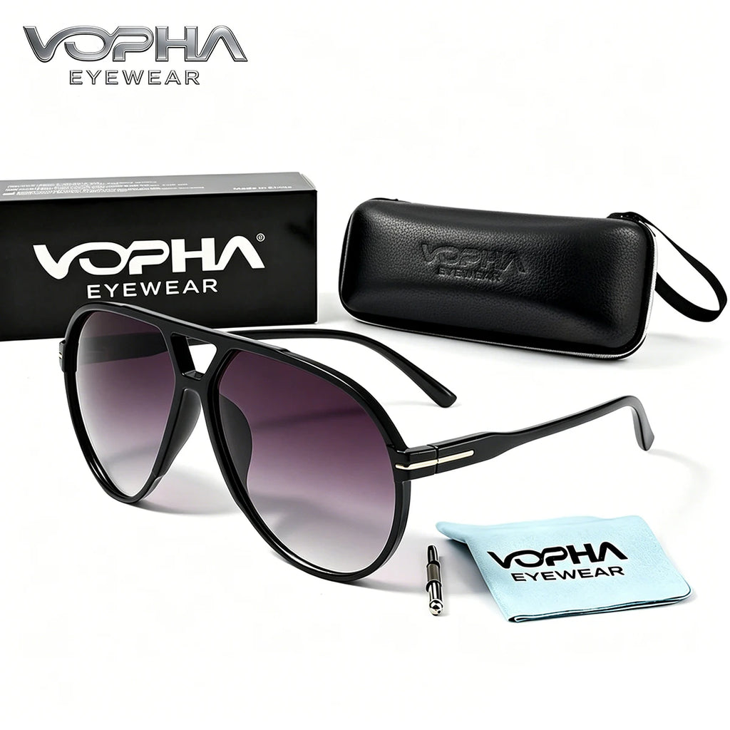 VOPHA Retro Aviator Sunglasses UV400 – Unisex Pilot Style Aviator Sunglasses Qst Gradient gray