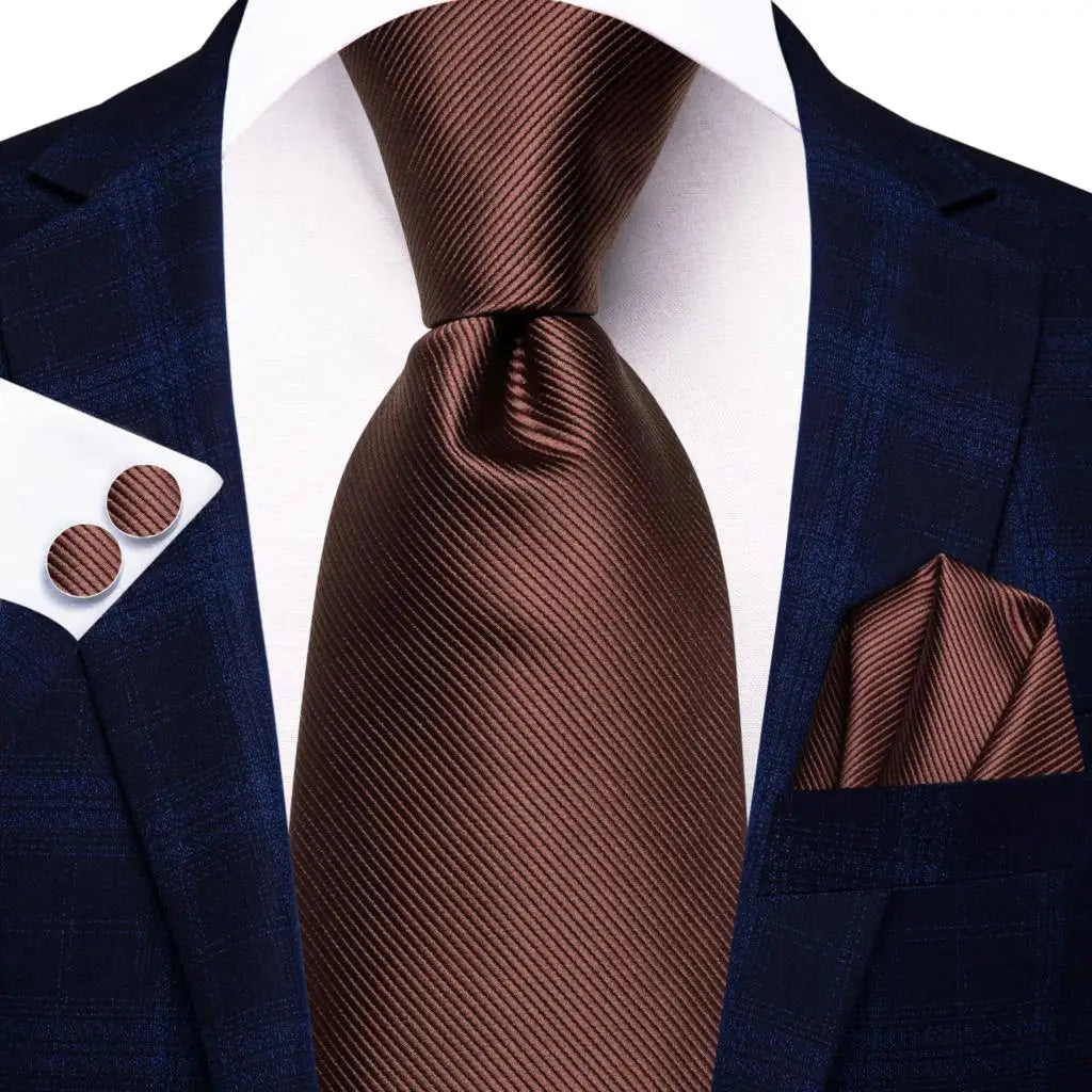 Hi-Tie Men's Silk Necktie Handkerchief & Cufflinks Set Necktie & Cufflinks Set Qme SN-3723