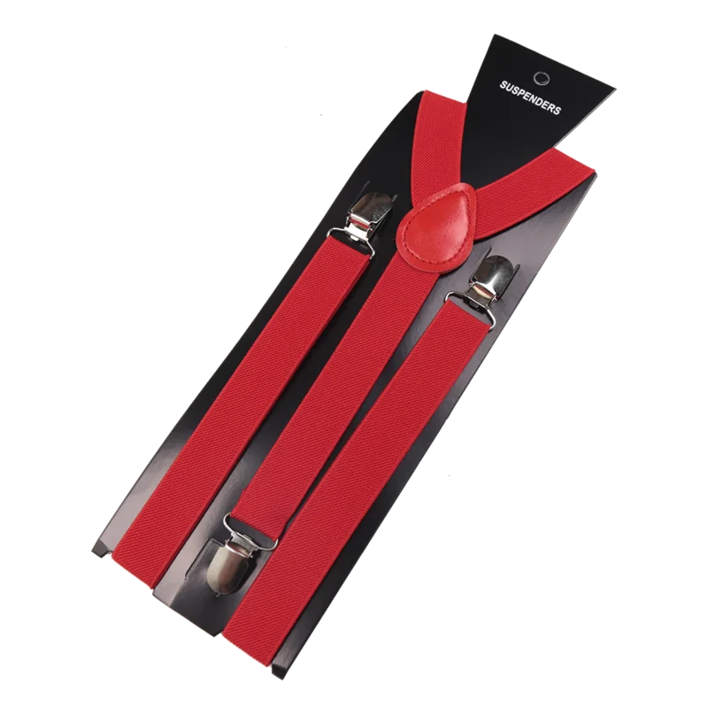Unisex Elastic Leather Suspenders Braces – 26 Colors Suspenders & Braces Qme Red China Mainland