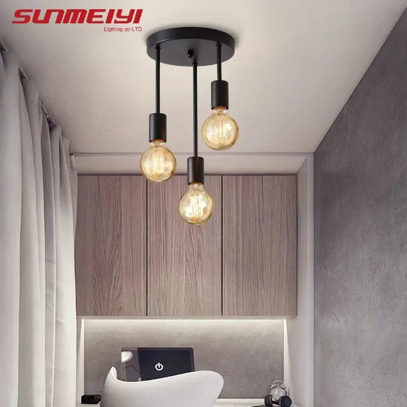 E27 Modern LED Ceiling Light Black Aluminum – Energy Saving LED Ceiling Light Qme