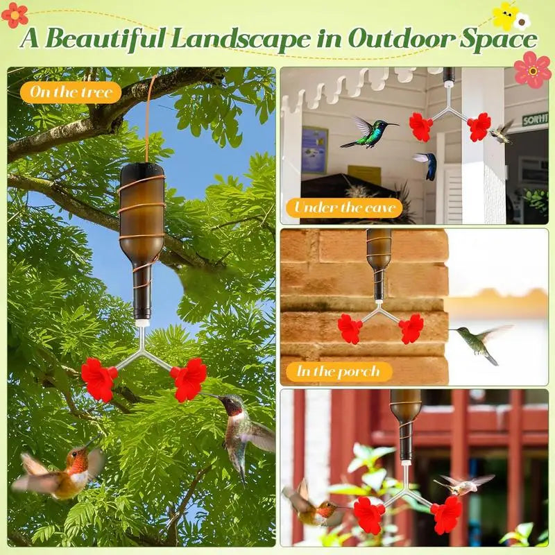 3-Pack Outdoor Hummingbird Feeders – Leak-Proof & Non-Drip Hummingbird Feeder Qme