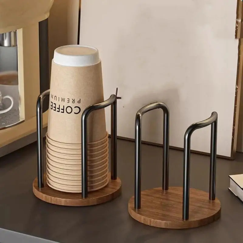 Wooden Mug & Cup Dispenser Display Stand Organizer | 6 Colors Cup Dispenser Stand Qme