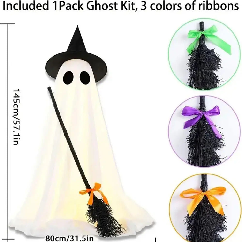 Halloween Standing Light-Up Ghost Decoration | 57" Glowing Halloween Decoration Qme White China Mainland