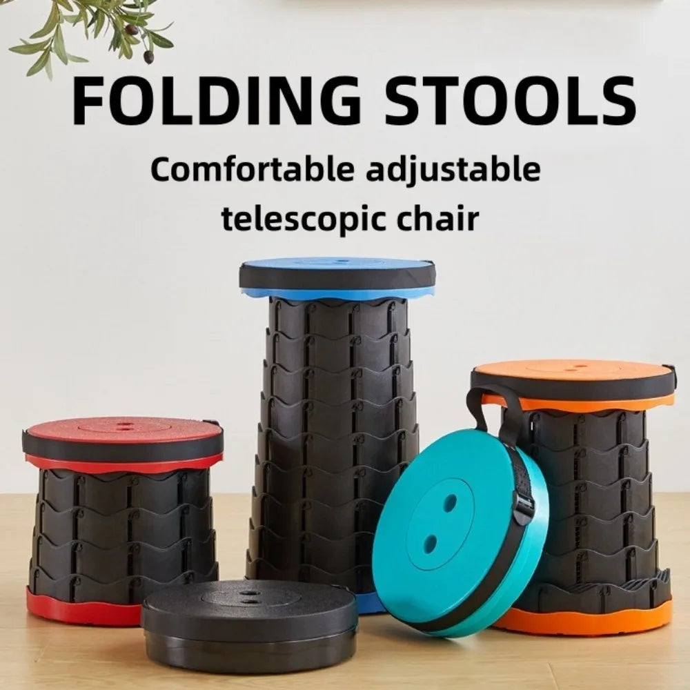 Portable Folding Stool – Lightweight Expandable Plastic Seat Folding Camping Stool Qme