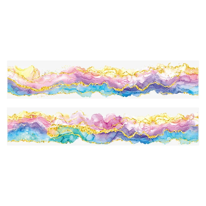 Watercolour Swoosh Washi Tape 2m | DIY Scrapbook Journal Decorative Washi Tape Qme 3