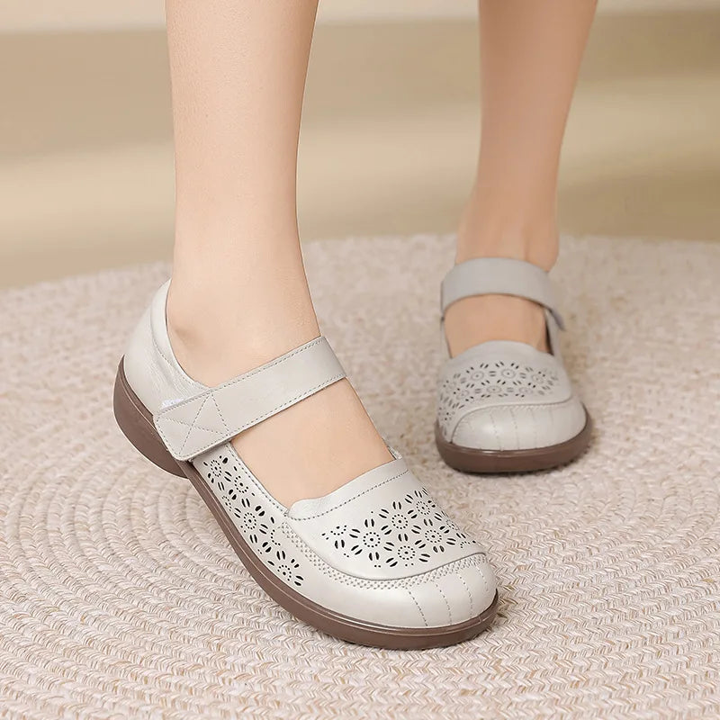 Feerldi Women's Flat Sandals – Genuine Leather Casual Moccasins Women's Flat Sandals Qst