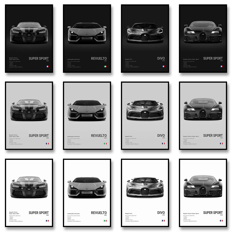 Supercar Canvas Wall Art Poster – M4 P1 Divo STO SVJ Unframed Canvas Wall Art Qst