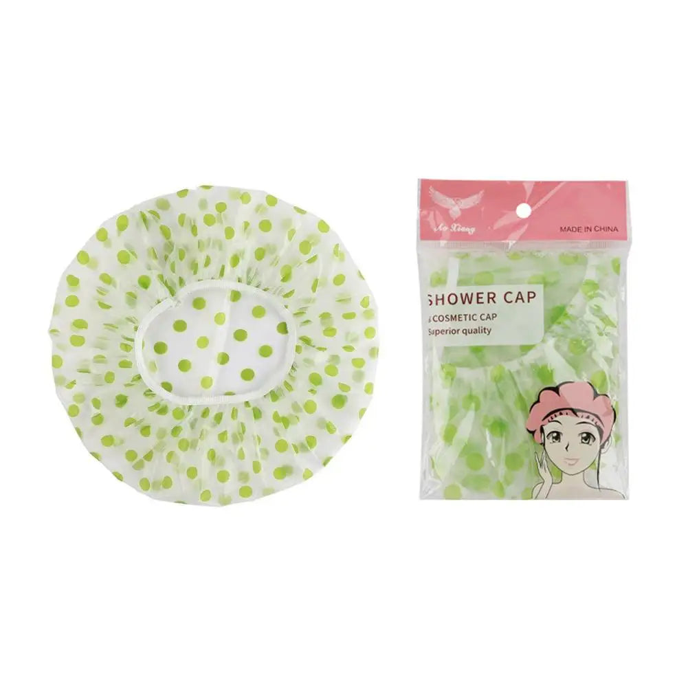 Women's Reusable Waterproof Shower Cap – Elastic Bath Hair Cap Shower Cap Qme C CN