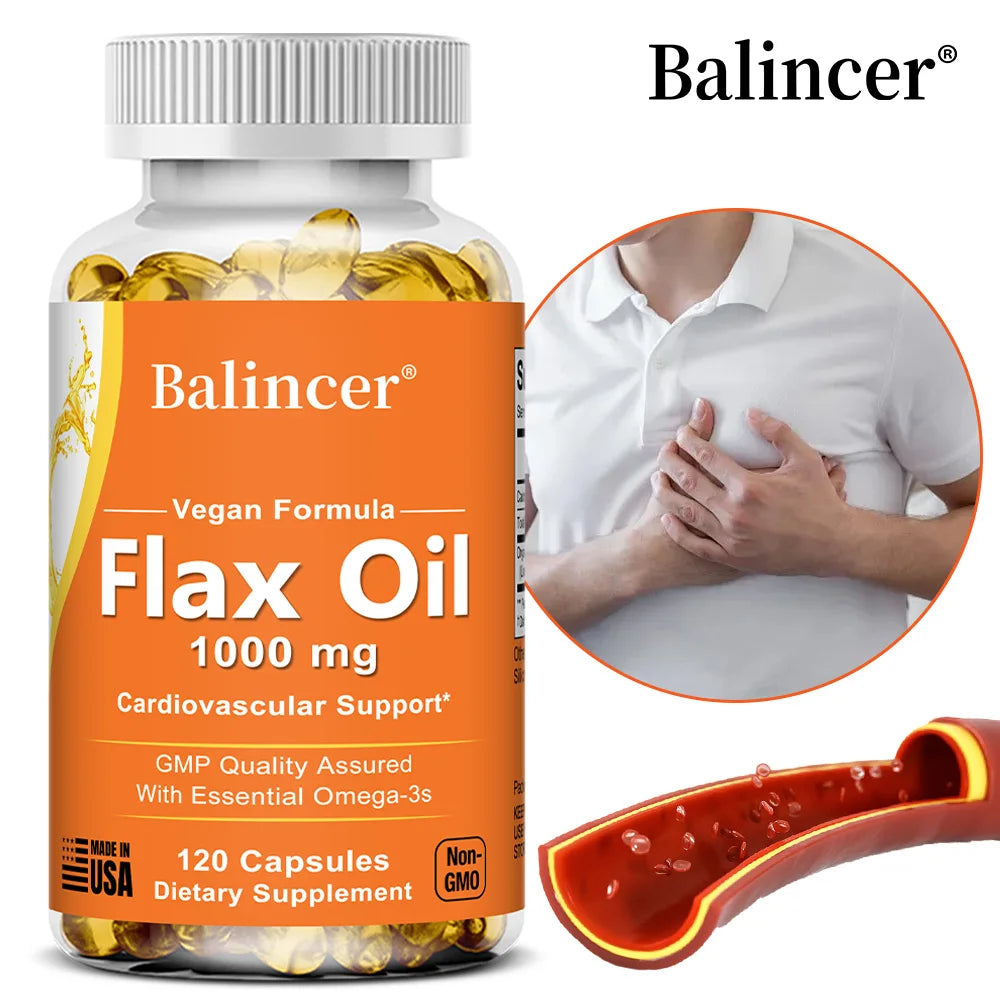Flaxseed Oil 1000mg Capsules – Vegan Omega 3-6-9 Supplement Omega Supplement Qst