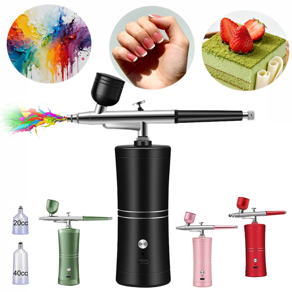 Peicon Mini Cordless Airbrush Kit – Nail Art, Tattoo & Painting Airbrush Spray Gun Qst