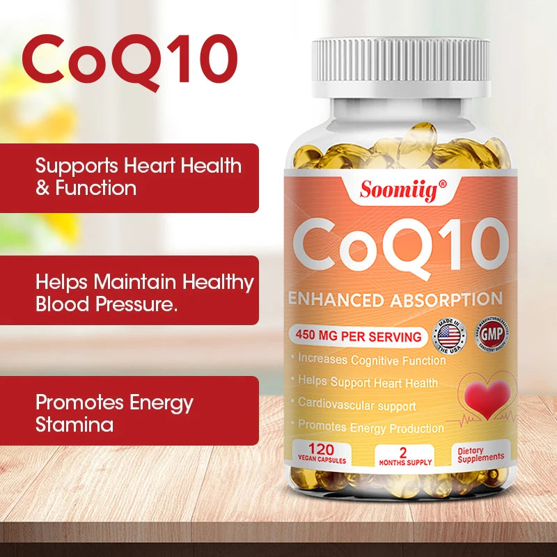 SOOMIIG CoQ10 Capsules – Energy, Heart & Immunity Supplement CoQ10 Supplement Qst