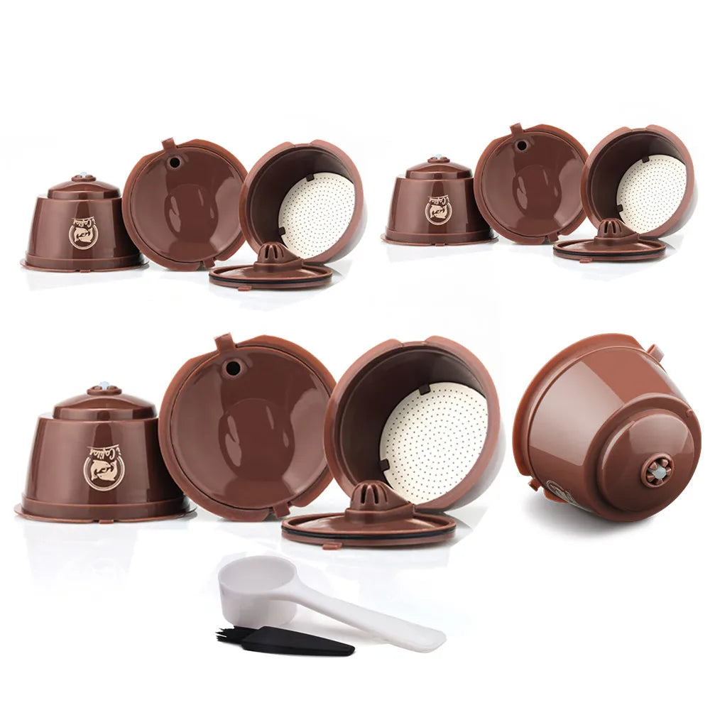 Refillable Coffee Capsules Pods for Dolce Gusto + Tamper Coffee Pod Capsules Qst 10pcs
