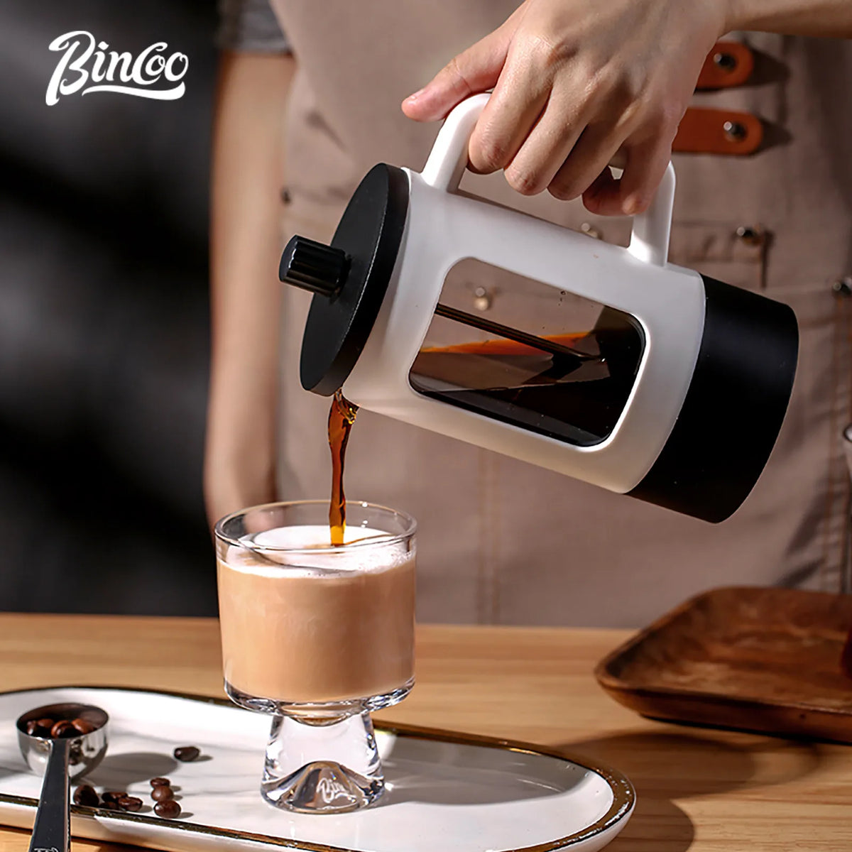Bincoo 600ml French Press Coffee Maker – Borosilicate Glass French Press Coffee Maker Qst