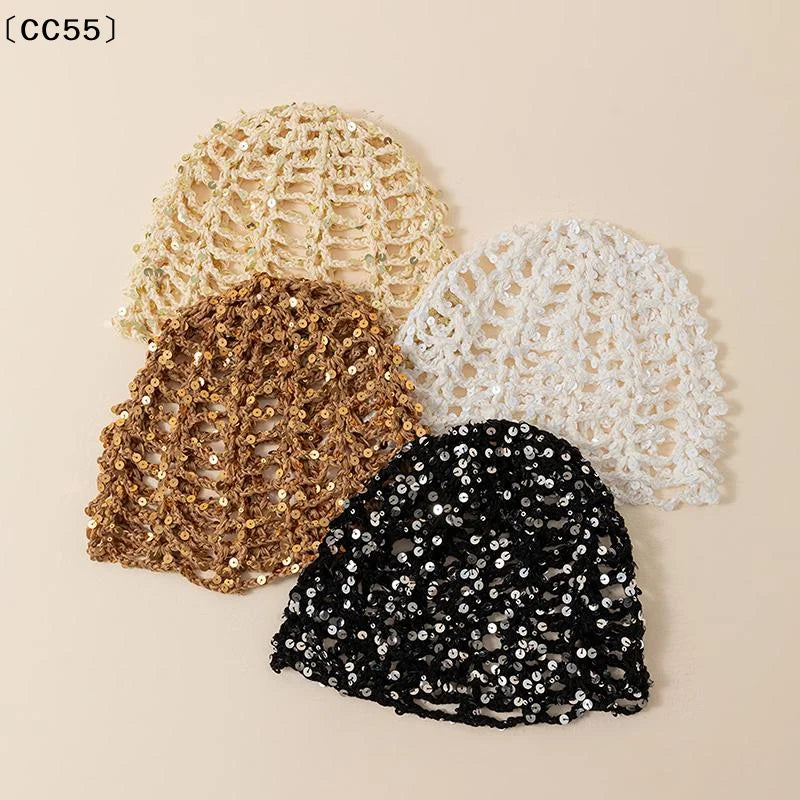 Y2K Glitter Sequined Knit Beanie Hat – Shiny Street Style Knit Beanie Hat Qst