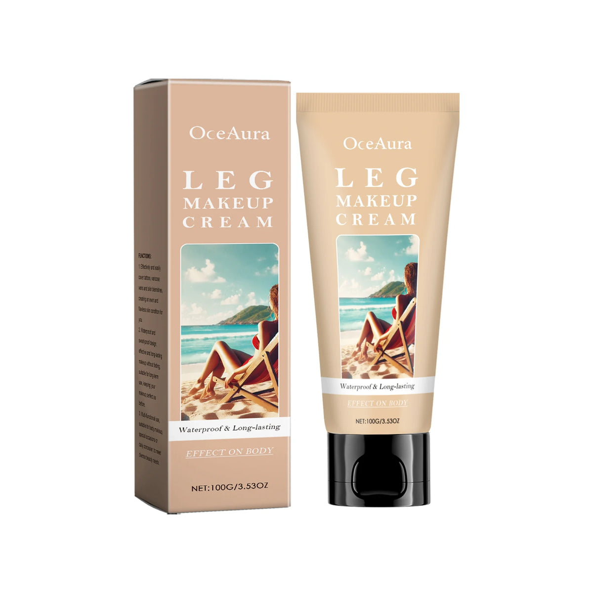OceAura Waterproof Body Foundation – Full Coverage Leg Makeup Body Foundation Qst Ivory White 1PCS
