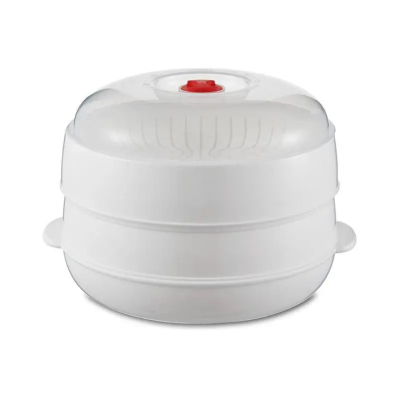 Microwave Food Steamer Heat-Resistant Plastic Steaming Tray Set Microwave Steamer Set Qme 2st floor white