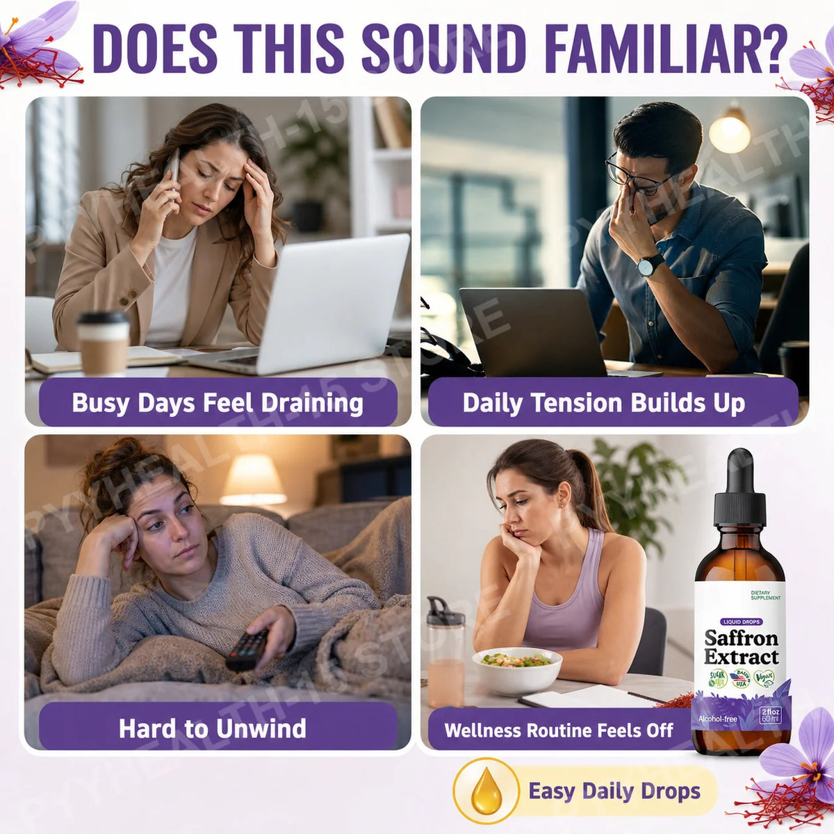 Saffron Extract Liquid Drops 88.5mg – Mood, Focus & Eye Support Herbal Supplement Drops Qst
