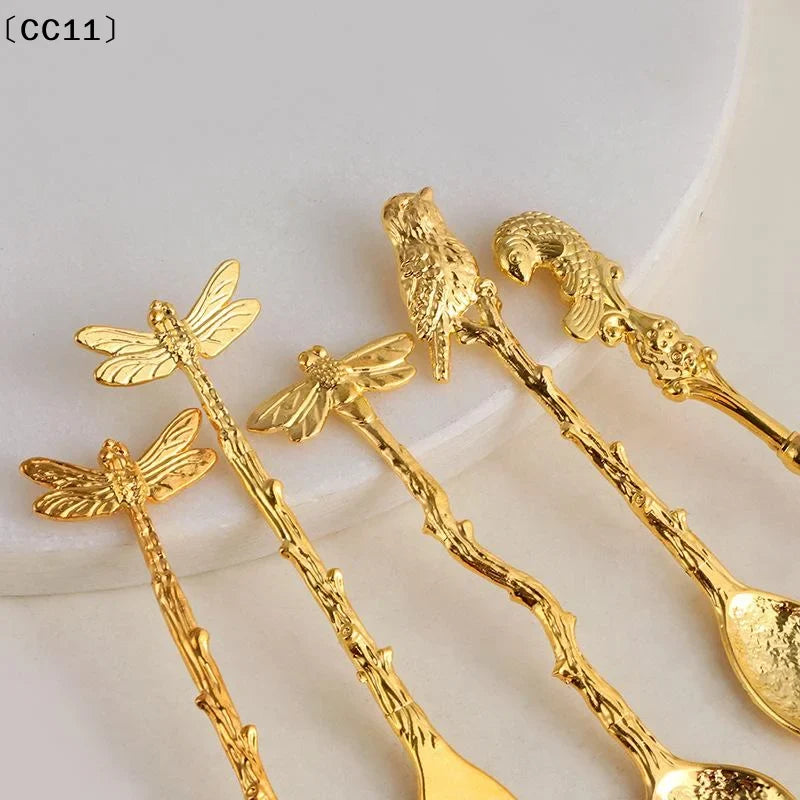 Retro Royal Dessert Coffee Spoon & Fork – Zinc Alloy Flatware Decorative Flatware Qme