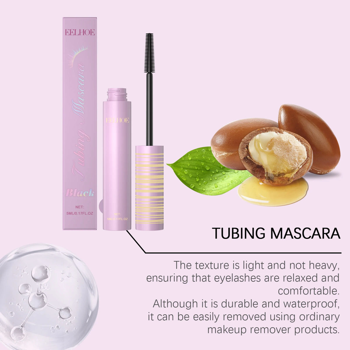 Eelhoe Black Mascara – Smudge-Proof Volumizing Eye Makeup Volumizing Mascara Qst
