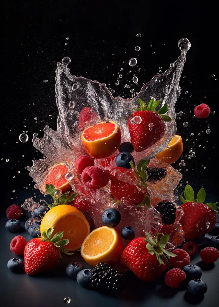 Fresh Fruits Water Splash Canvas Wall Art – Kitchen Print Canvas Wall Art Qst 6 30x40cm Unframed