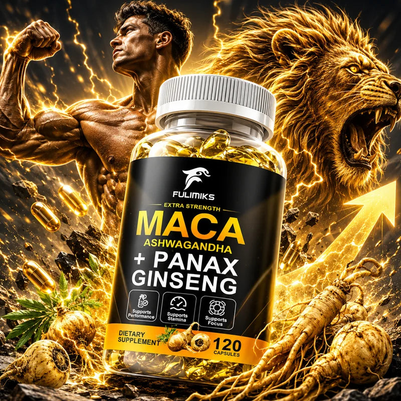 Fulimiks Maca Root Capsules – Ginseng & Ashwagandha 120ct Herbal Supplement Qst