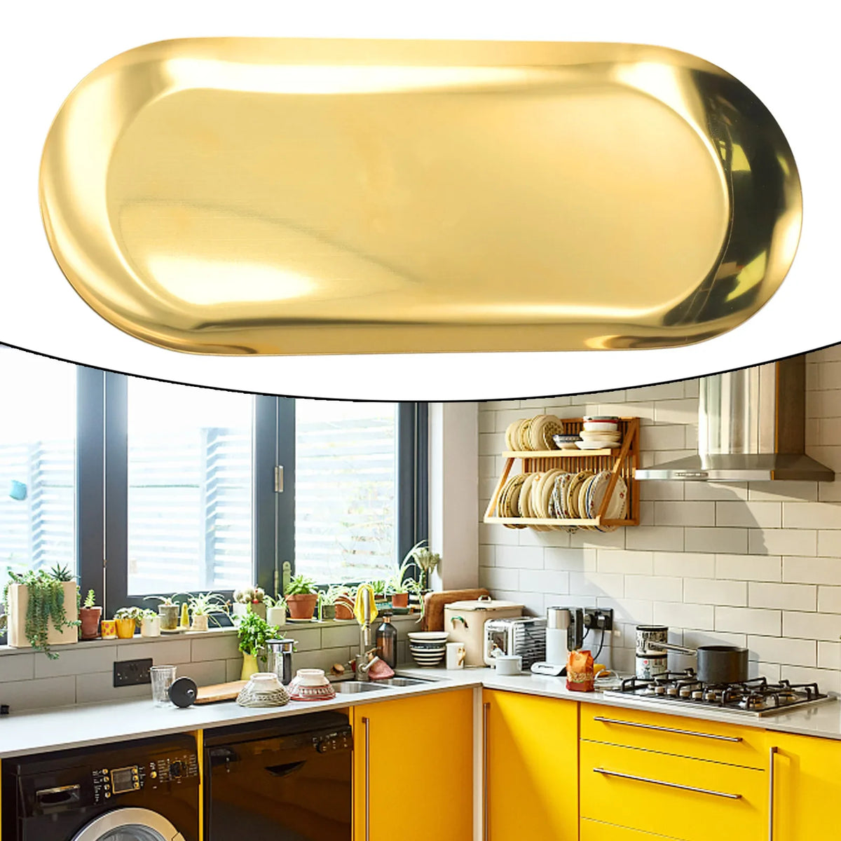 Oval Stainless Steel Tray – Jewelry, Tea & Cosmetics Plate Serving Tray Qme
