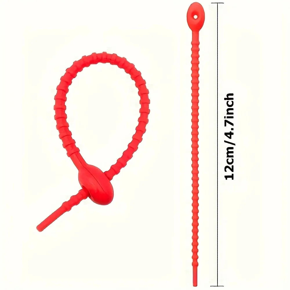 50-Pack Reusable Silicone Cable Ties – Wire & Bag Organizer Silicone Cable Ties Qme