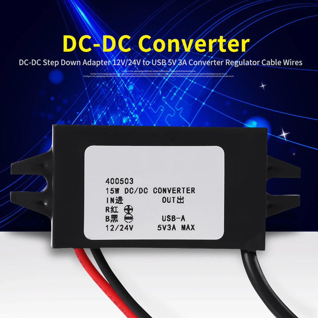 12V/24V to USB 5V 3A DC Buck Converter Step-Down Adapter DC Buck Converter Qst