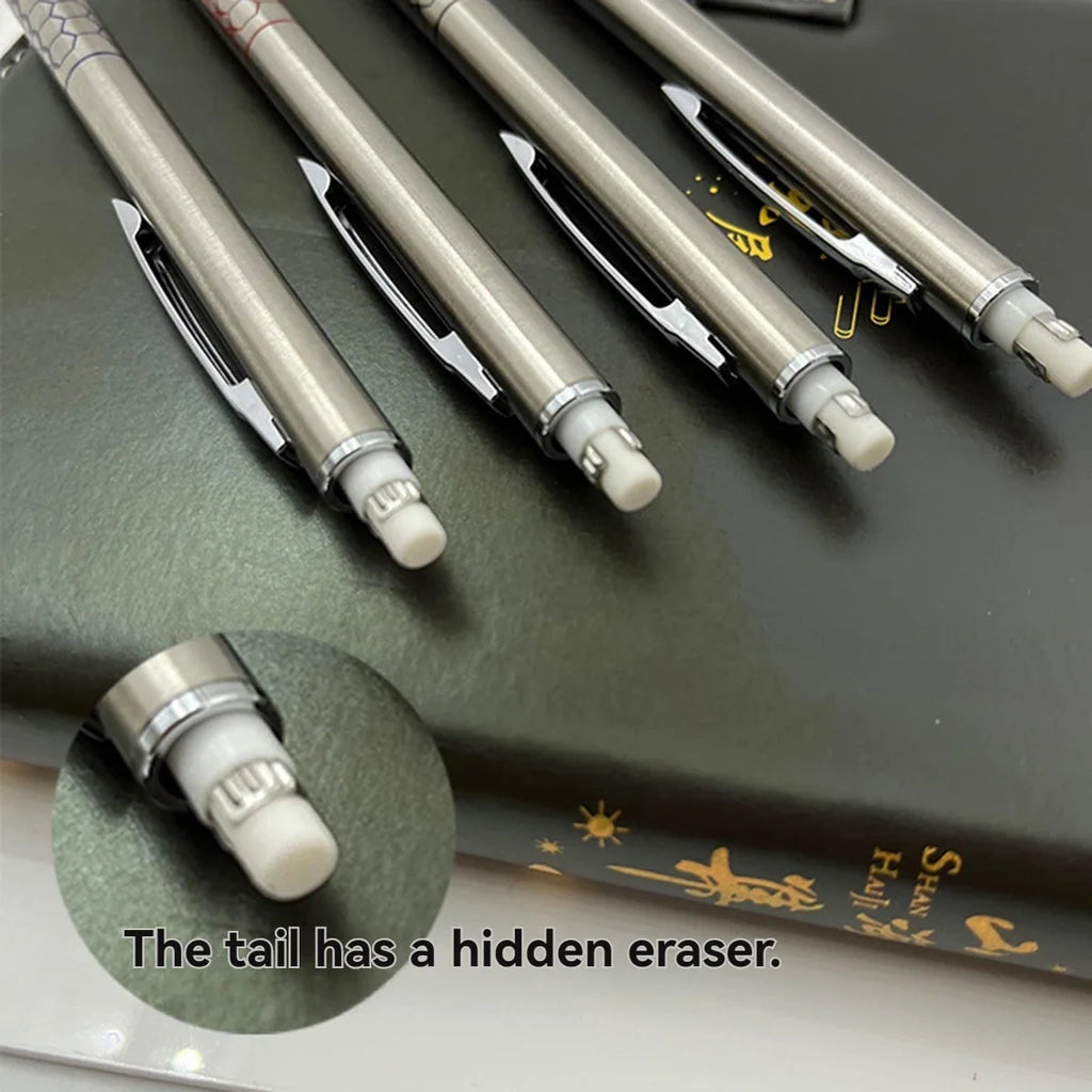 Metal Mechanical Pencil with Eraser | HB Lead Art & Sketch Set Mechanical Pencil Set Qme