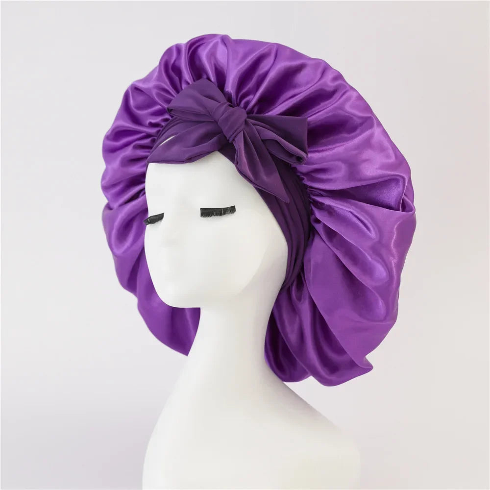 Women's Satin Sleep Cap Night Hair Bonnet – 5 Colors Satin Sleep Bonnet Qme Purple