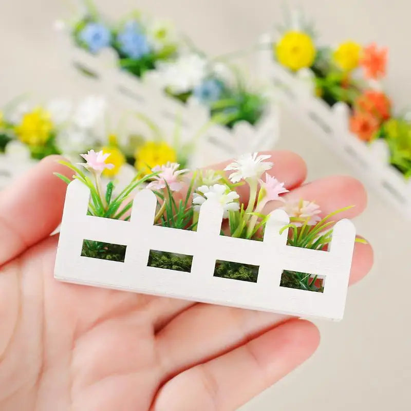 1:12 Scale Dollhouse Simulated Flower Fence Decor Miniature Dollhouse Miniature Decor Qme