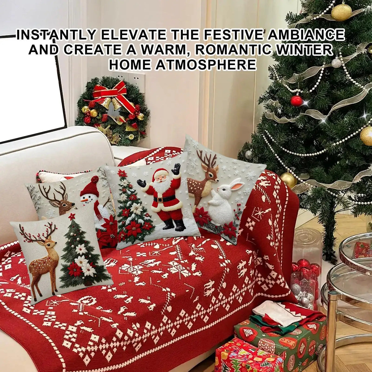 Christmas Pillow Covers – Soft Festive Cushion Cases for Sofa Christmas Pillow Cover Qme