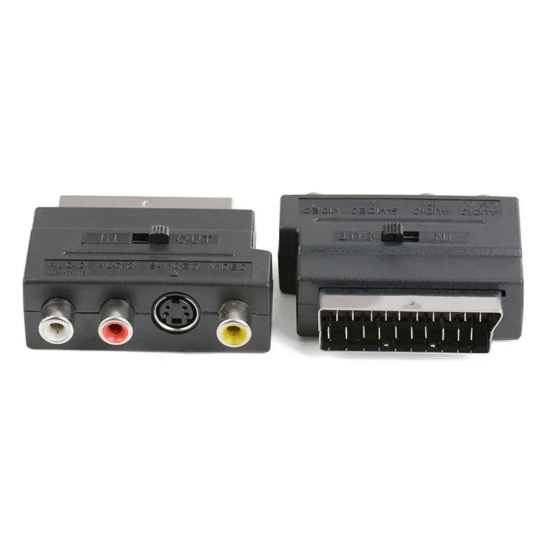 SCART to 3 RCA S-Video Adapter | Composite AV Converter AV Cable Adapter Qme