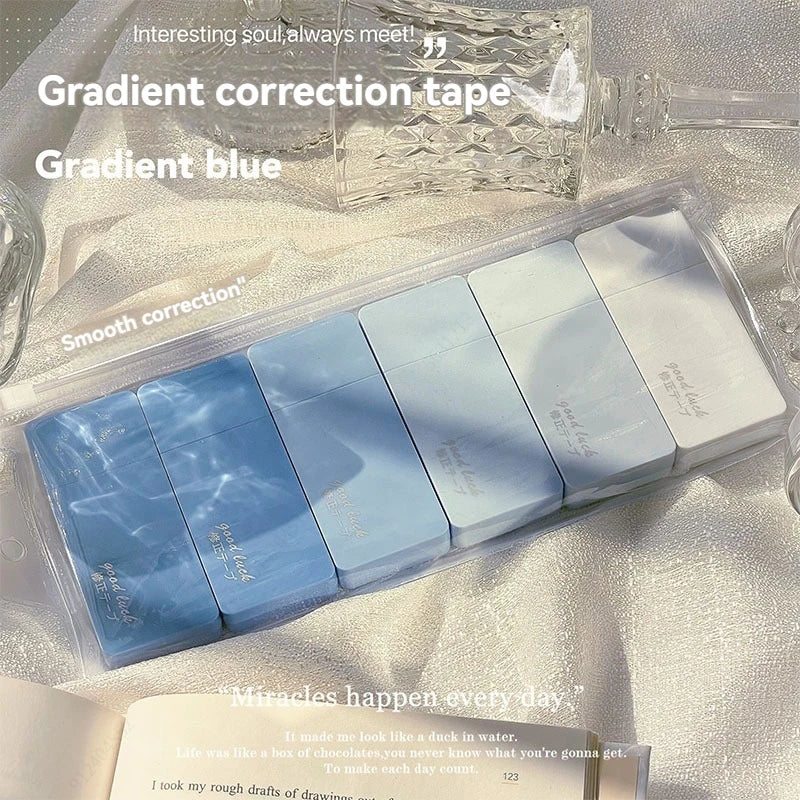 White Correction Tape Pack of 6 – Smooth, Fast & Clean Correction Tape Qme big-blue