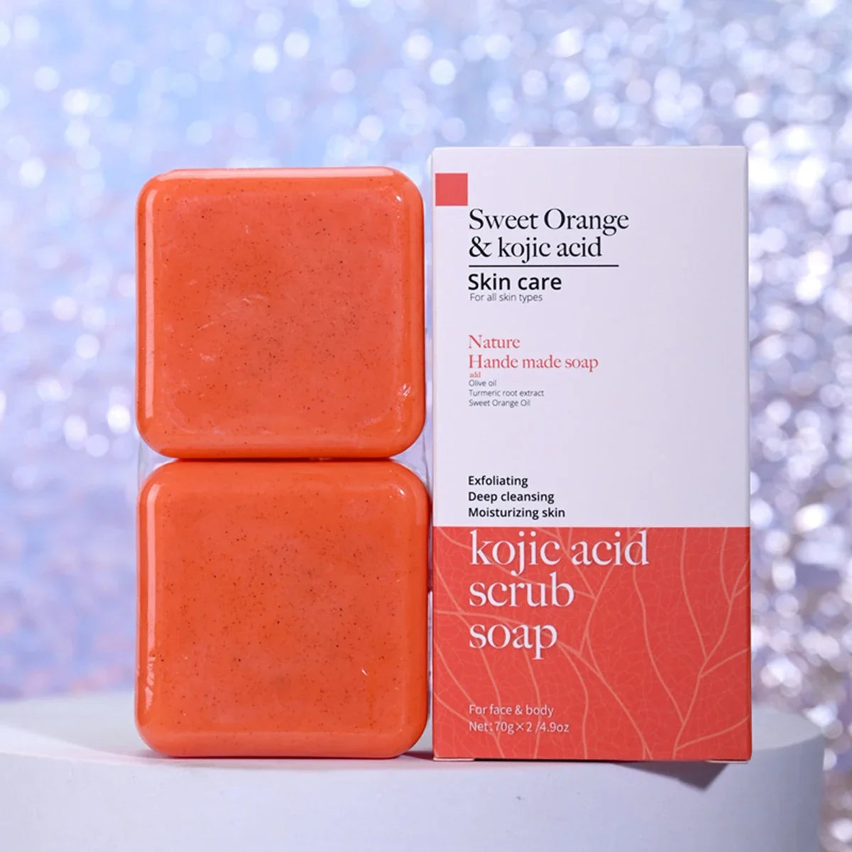 Kojic Acid Scrub Soap – Orange & Papaya Body & Face Wash Brightening Scrub Soap Qme