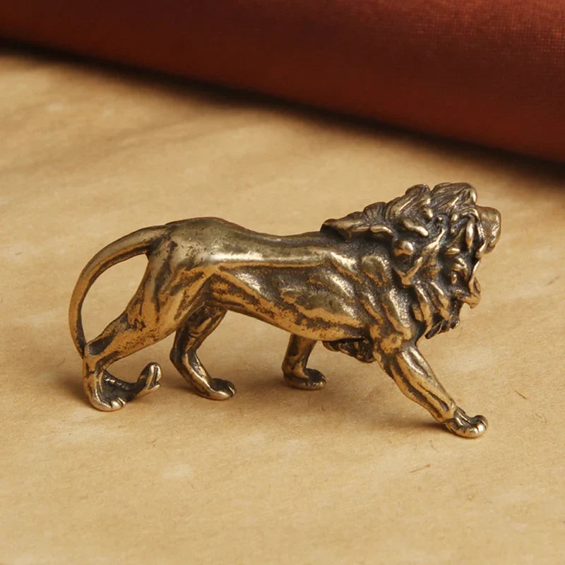 Pure Copper Lion King Miniature Figurine | Desk Décor Copper Figurine Qme