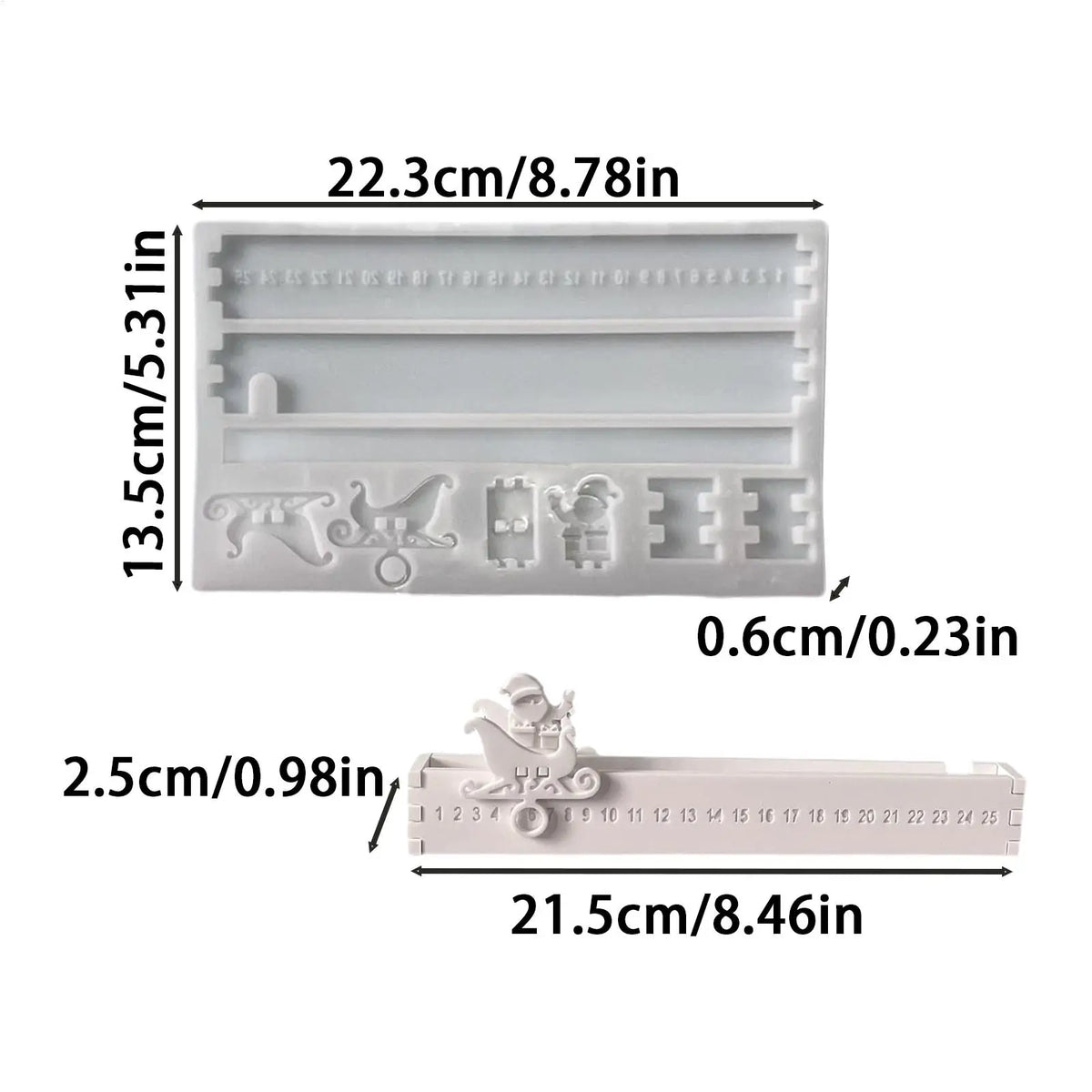 Christmas Advent Calendar Silicone Resin Mold – Easy Release Silicone Craft Mold Qme