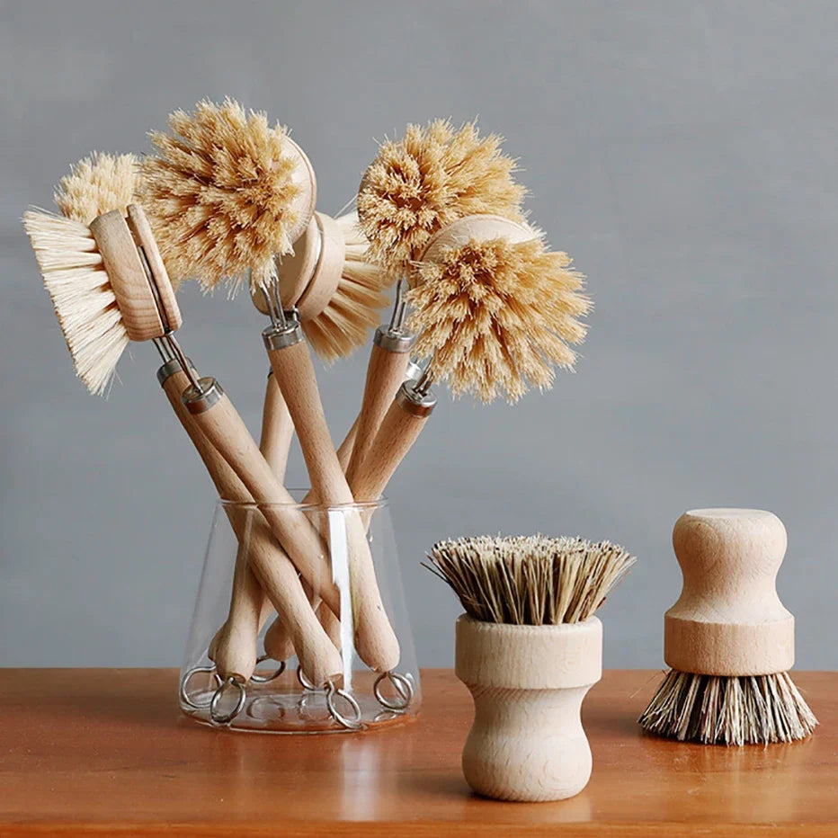 Bamboo Kitchen Cleaning Brush – Eco-Friendly Dish Scrubber Kitchen Cleaning Brush Qme