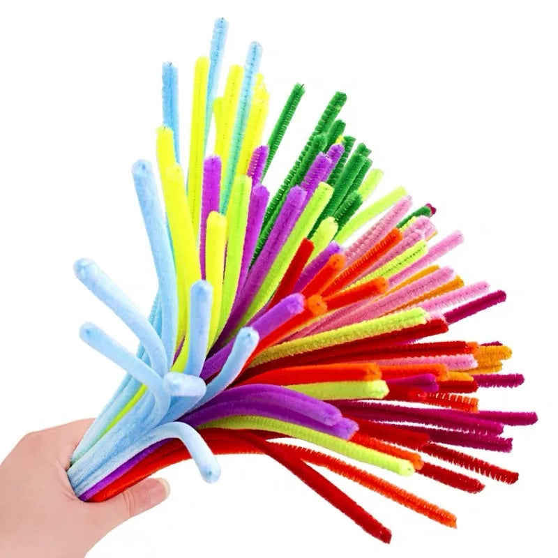 100PCS Colorful Chenille Pipe Cleaner Stems – DIY Craft Set DIY Craft Stems Qme