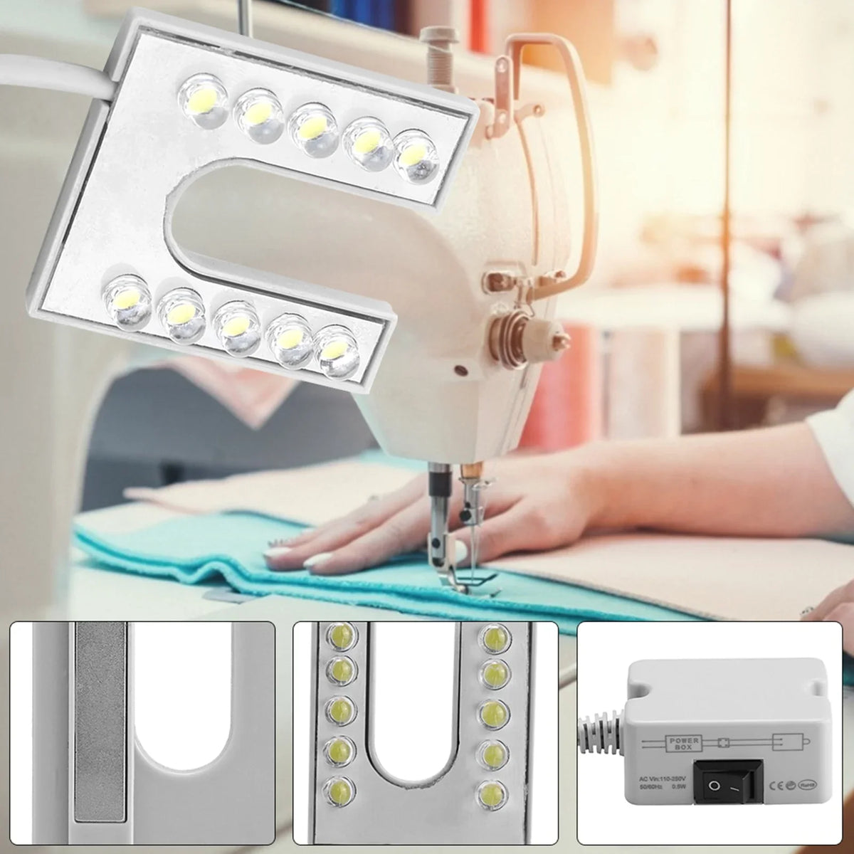Sewing Machine LED Lamp – Flexible Gooseneck Magnetic Base LED Task Lamp Qme