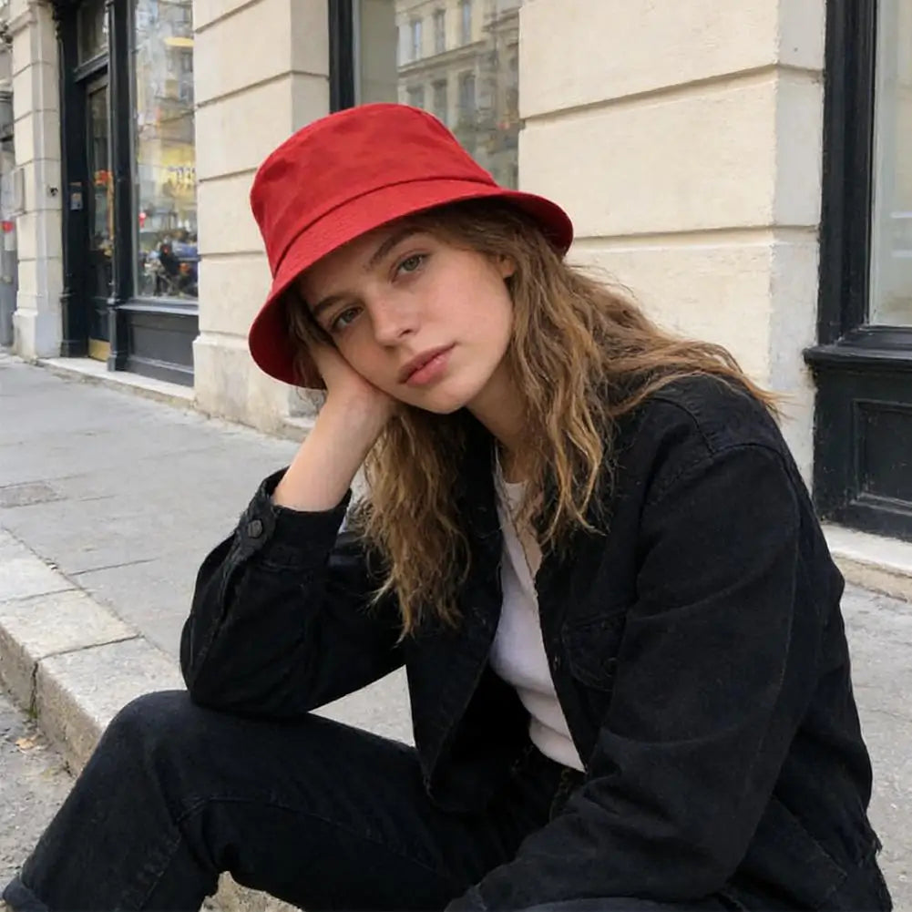 Solid Bucket Hat – Foldable UV Sun Hat for Men & Women Bucket Sun Hat Qme