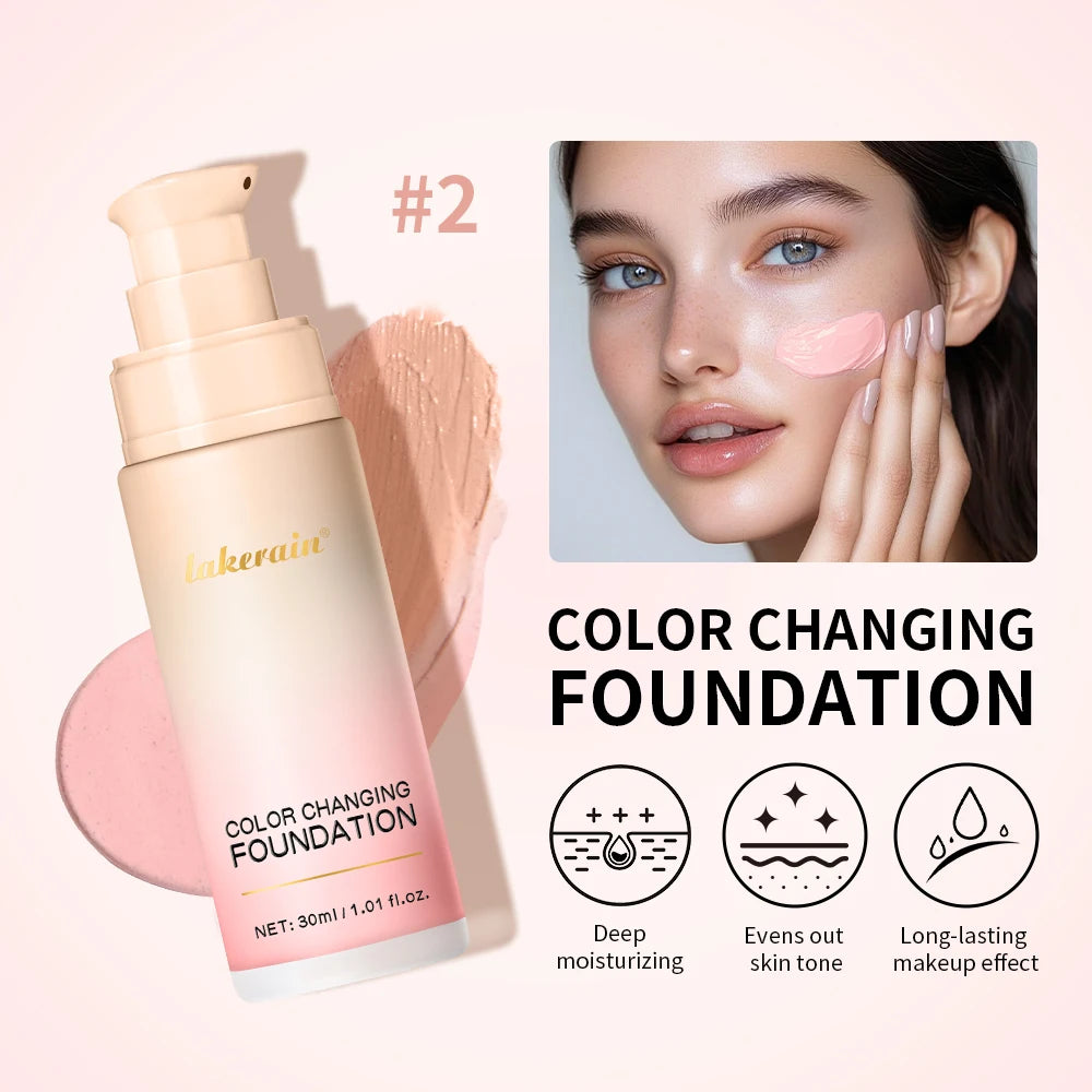 Lakerain Color Changing Liquid Foundation – Hydrating Coverage Liquid Foundation Qst